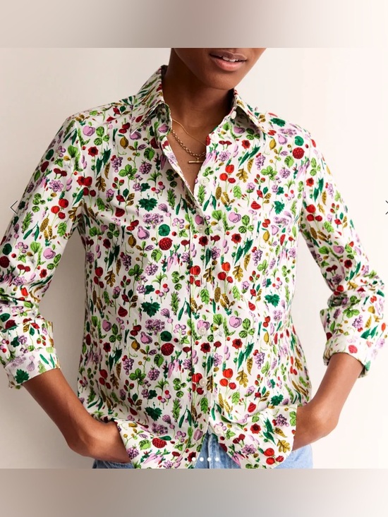 Boden Tops - Boden Fruit Floral Print Button Down Shirt Petite US 2 UK 6P Cotton